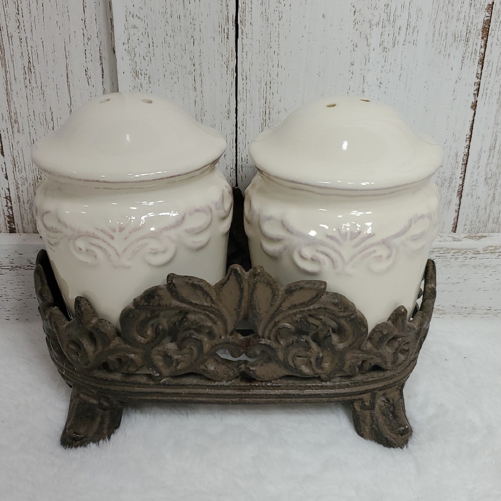 Chris Madden Corvella Ivory Salt & Pepper Shakers With Metal Stand JCPenney